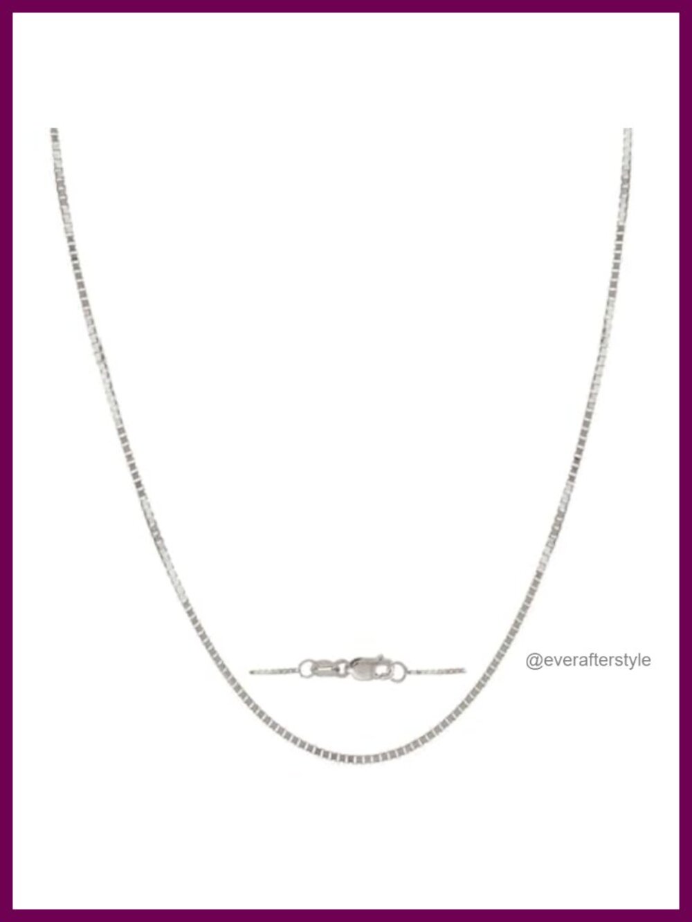 14K Solid Gold Box Chain Necklace 18 Inch Lobster Clasp
